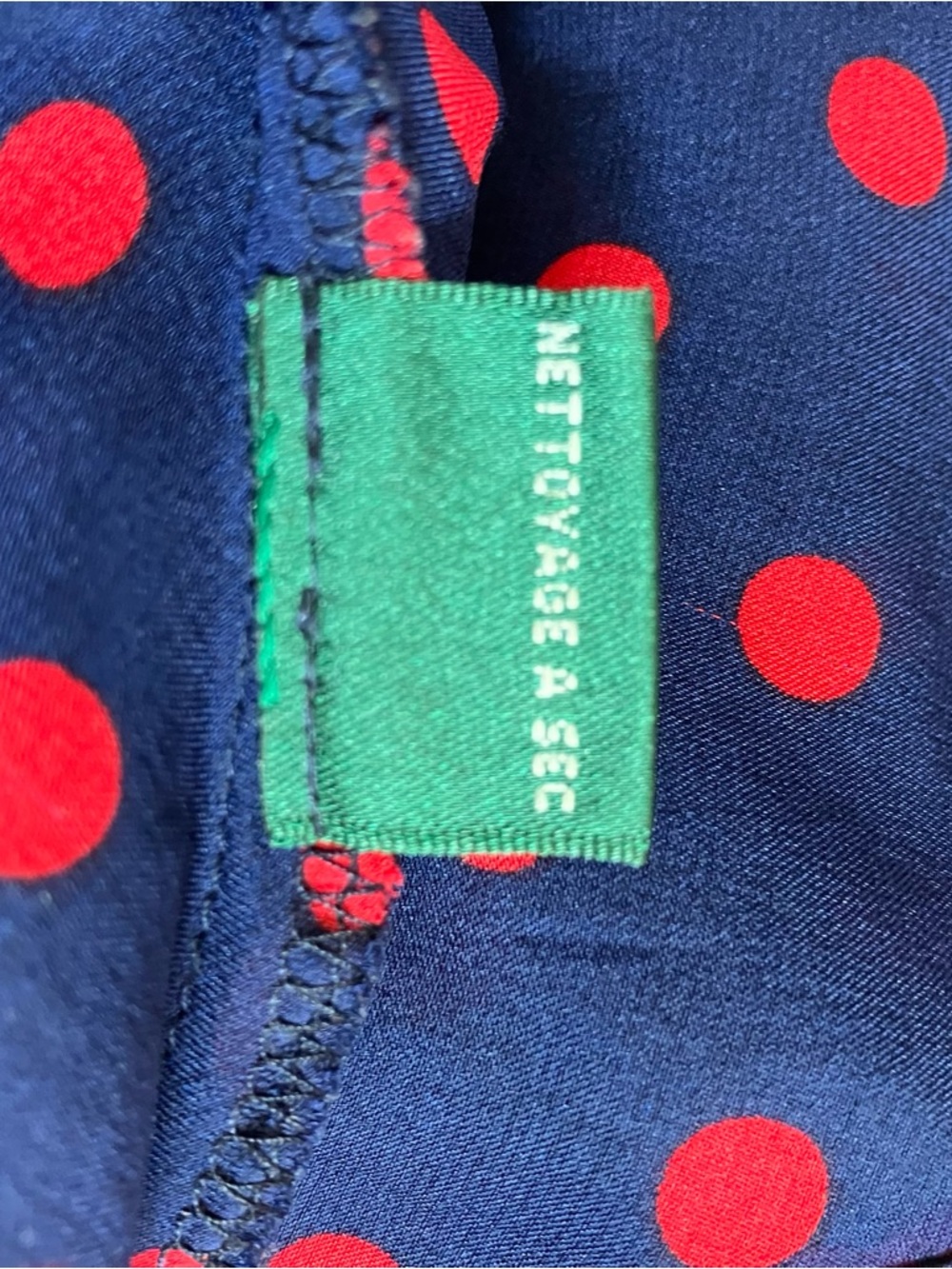 Lauren Ralph Lauren Vintage Blue & Red Polka Dot Flutter Hem Silk Blouse size PL - Picture 6 of 8